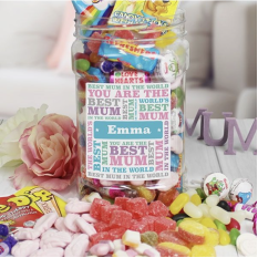 Hampers and Gifts to the UK - Send the Personalised Best Mum Sweet Jar 